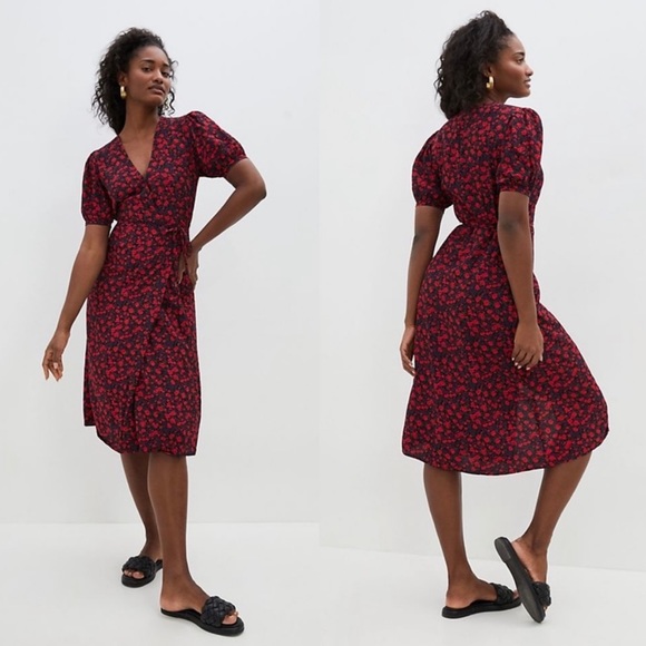 NWT Faithfull The Brand Sumaia Wrap Midi Dress Uma Floral Rayon Size XL US 10 - Picture 2 of 11